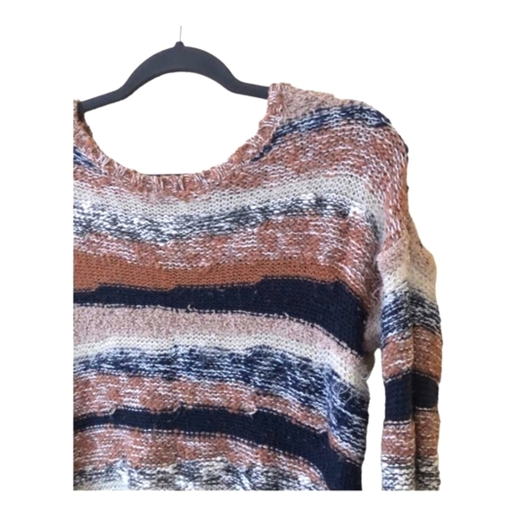 American Eagle Striped Fuzzy Knit Western Boho Pullover Sweater Womens XS Multi - Picture 2 of 8